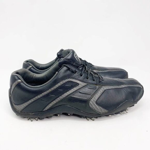 Footjoy Mens Superlites 58109 Black Leather Low Top Lace Up Golf Cleats Size 8M - Picture 1 of 8